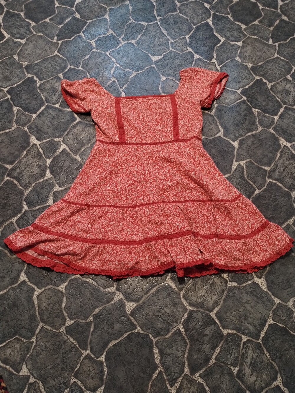 American Eagle red tiered baby doll dress size L VINTAGE Y2K